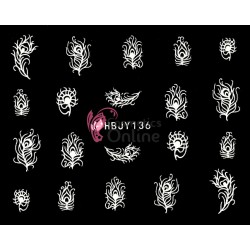 Stickere 3D pentru unghii cod HBJY136 - Pene Albe